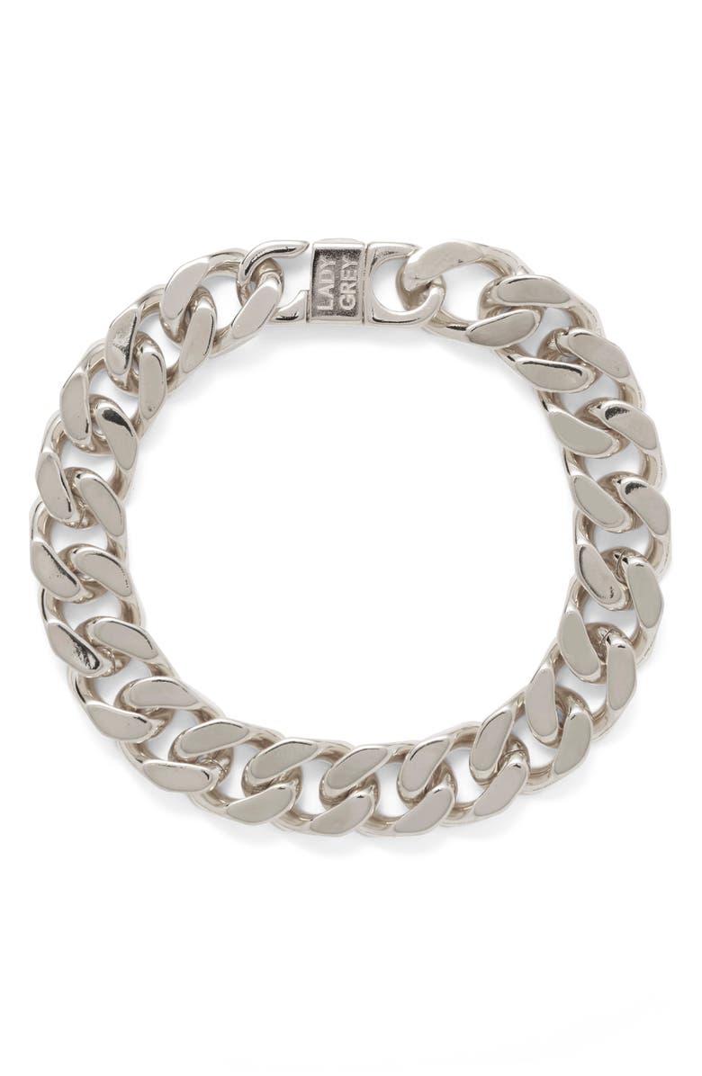 Lady Grey XXL Curb Chain Bracelet, Main, color, Silver