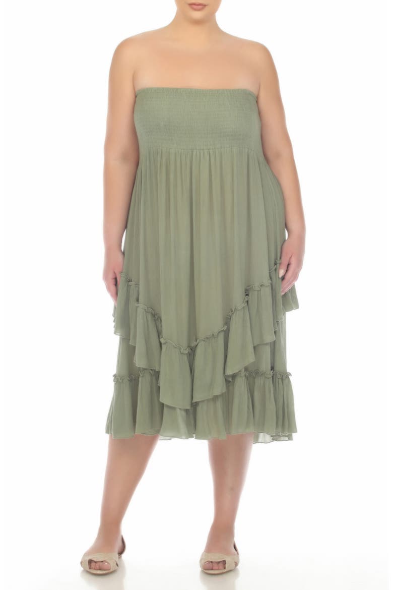 Smocked Bandeau Convertible Dress & Skirt, Main, color, OLIVE