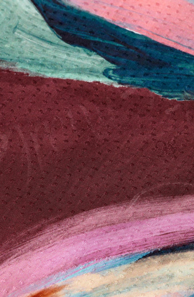 Scotch & Soda Short Sleeve Drawstring Maxi Dress, Alternate, color, Abstract Mountain