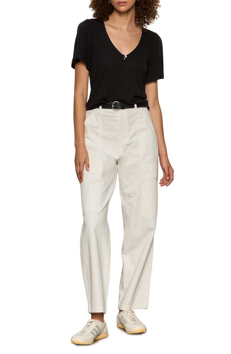 Sanctuary Keyhole Flutter Sleeve Top, Alternate, color, Black