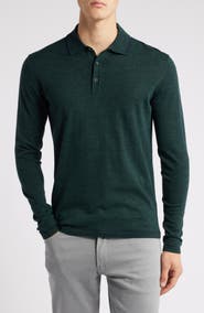 Robert Barakett Roman Long Sleeve Merino Wool Sweater Polo