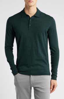 Robert Barakett Roman Long Sleeve Merino Wool Sweater Polo