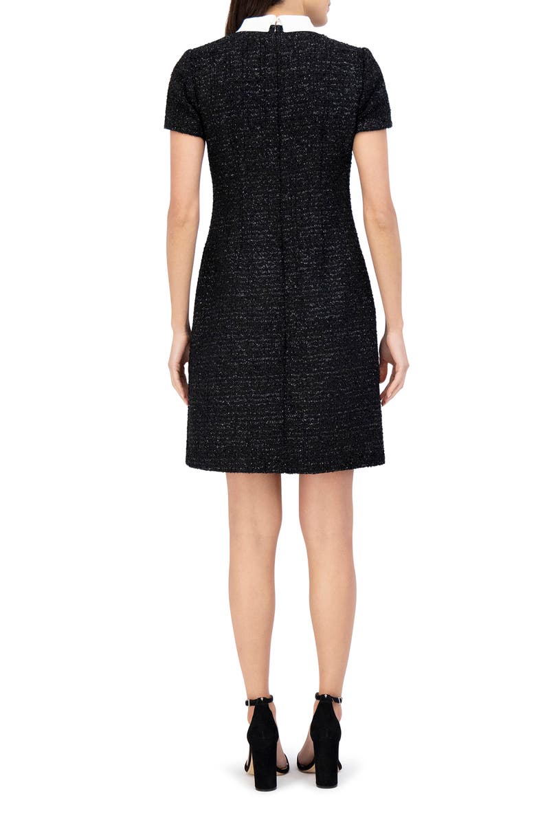 Eliza J Embellished Collar Tweed Shift Dress, Alternate, color, Black