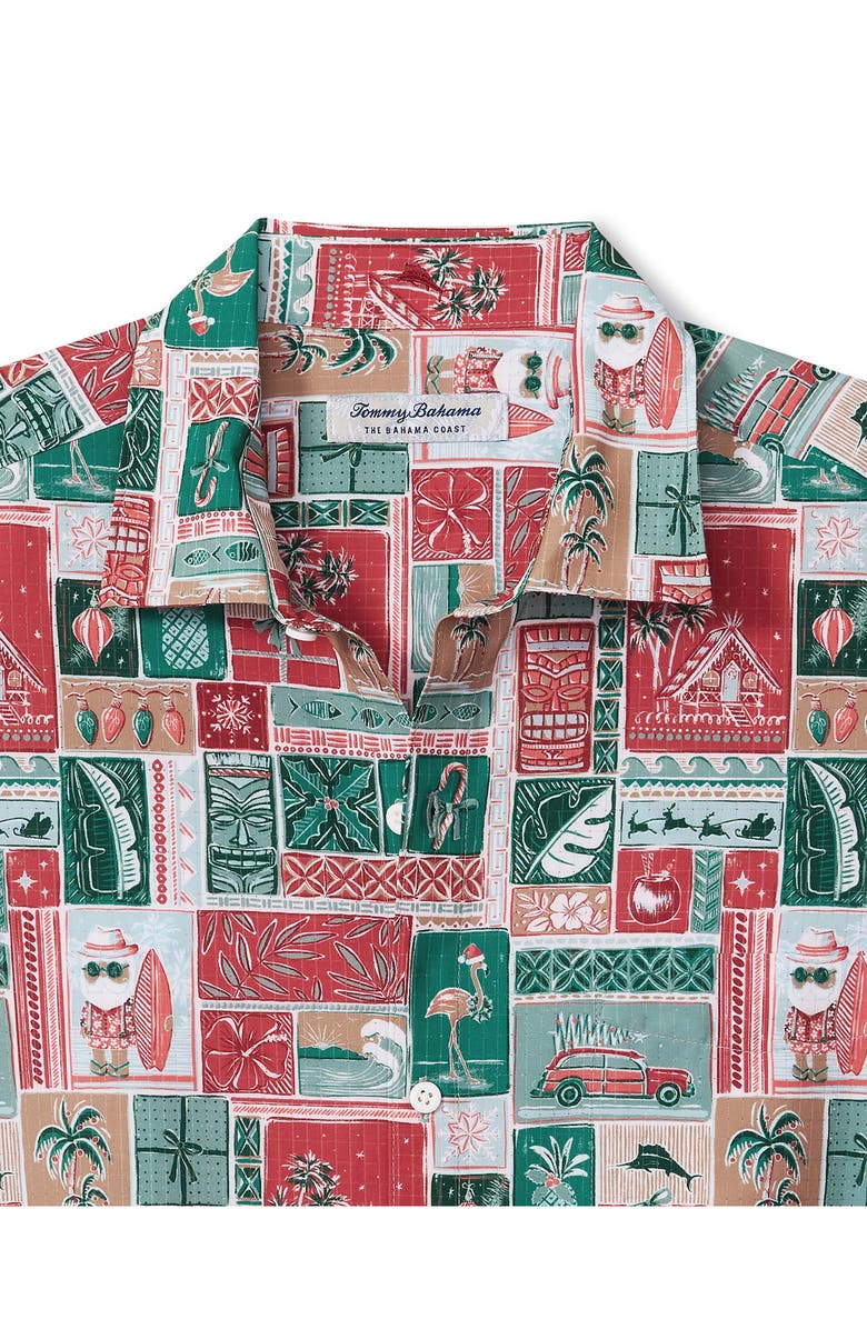 Tommy Bahama Bahama Coast Gift Wrap IslandZone<sup>®</sup> Short Sleeve Button-Up Shirt, Alternate, color, Havana