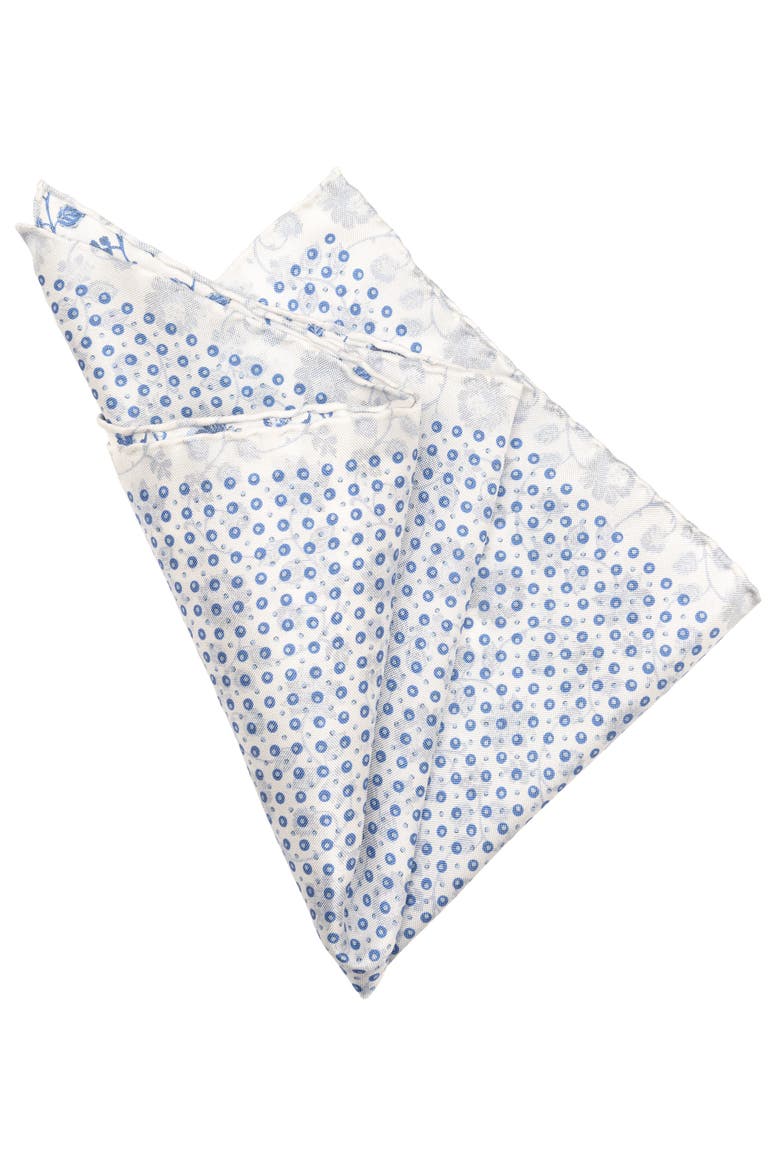 Nunzio - Double Sided Silk Pocket Square for Men, Alternate, color, White & Blue