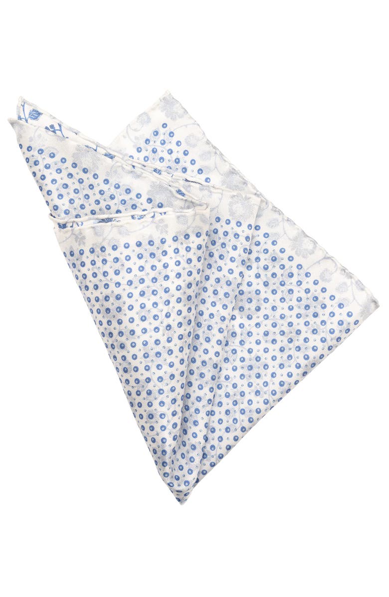 Elizabetta Nunzio - Double Sided Silk Pocket Square for Men, Alternate, color, White & Blue