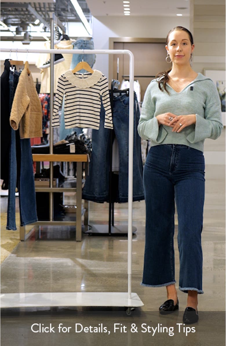 Kids' Stripe Eyelet Accent Cotton Knit Top, sales video thumbnail