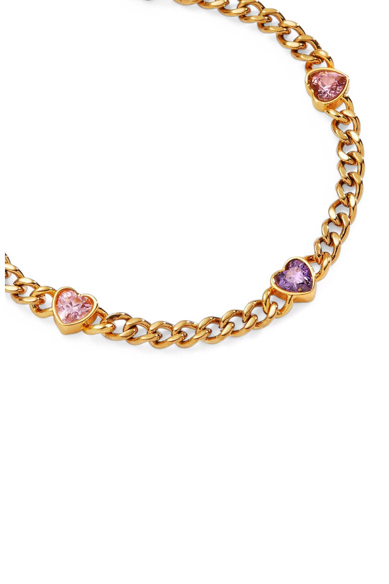 Heart Curb Chain Bracelet, Alternate, color, Gold