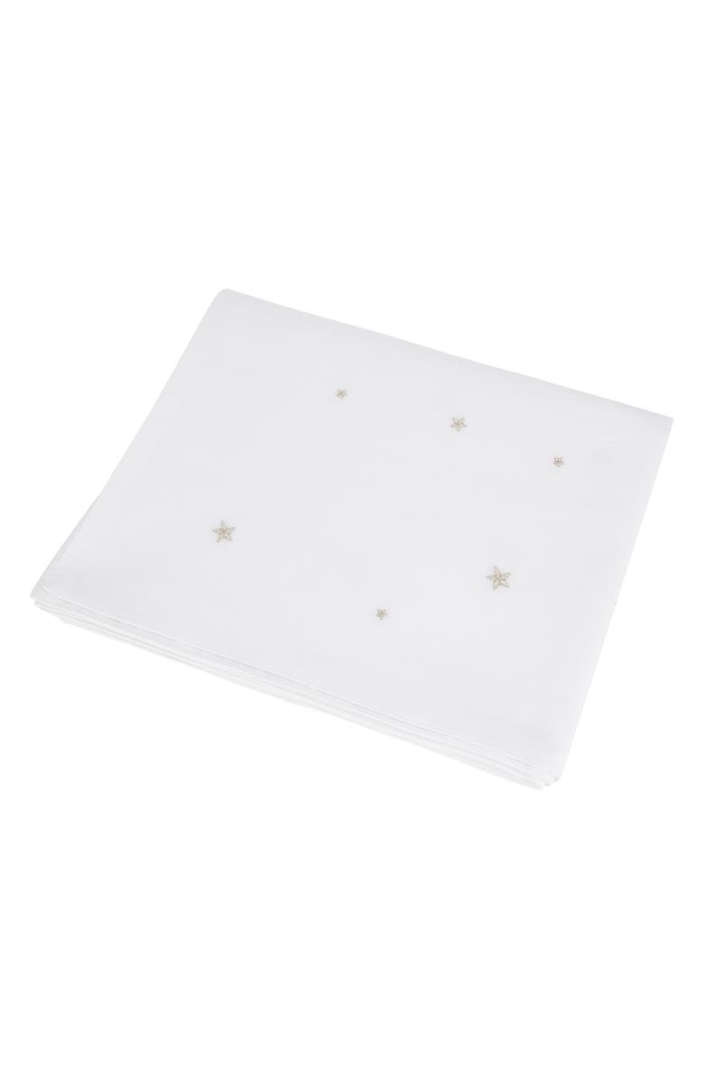 The White Company Star Embroidered Linen & Cotton Table Runner, Main, color, 