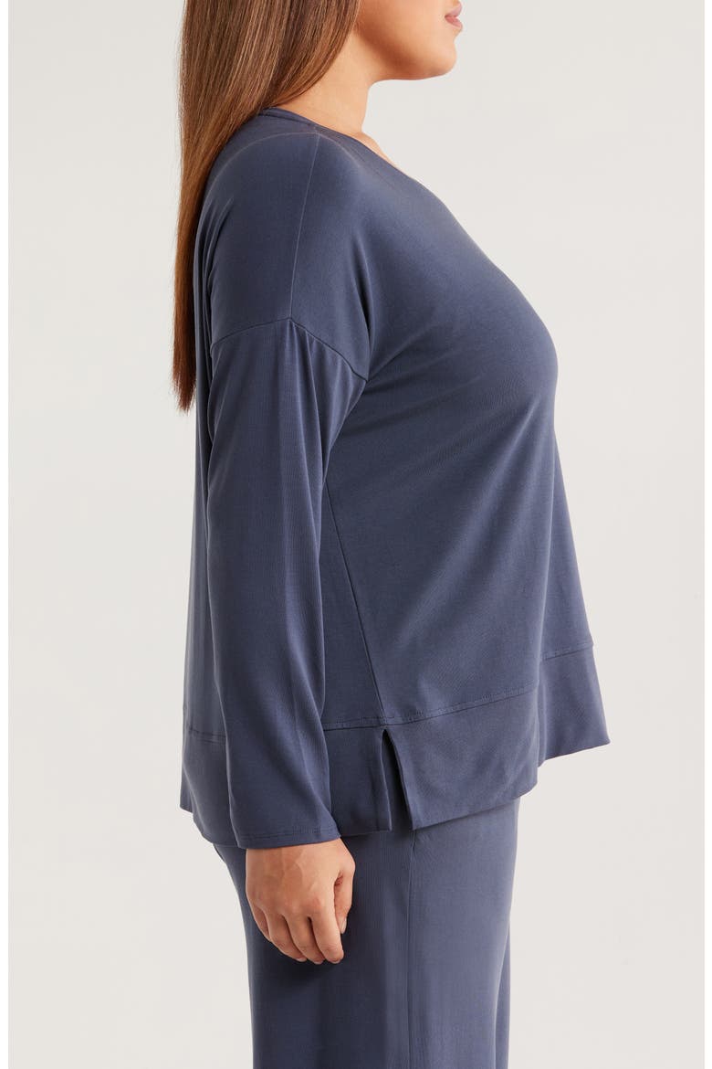 Boxy Long Sleeve V-Neck Top, Alternate, color, OCEAN