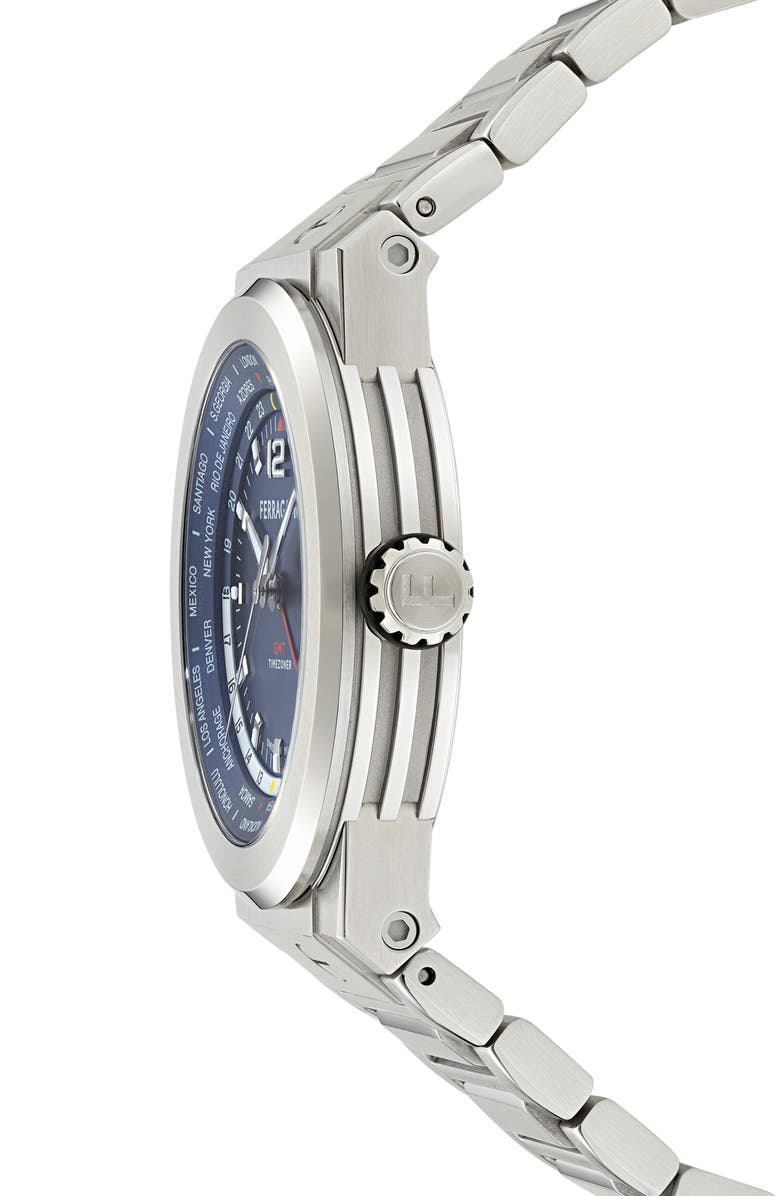 FERRAGAMO F-80 GMT Worldtime Bracelet Watch, 43mm, Alternate, color,