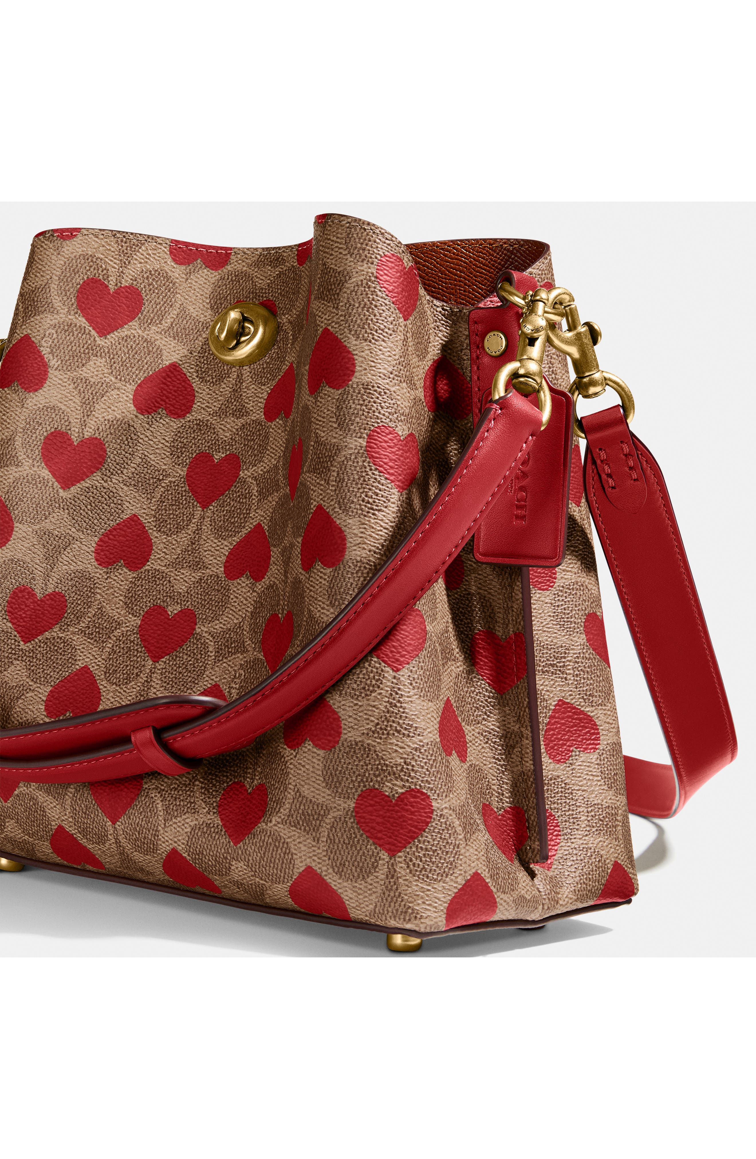 COACH Signature Coated Canvas & Hearts Crossbody Bag, Alternate, color, 