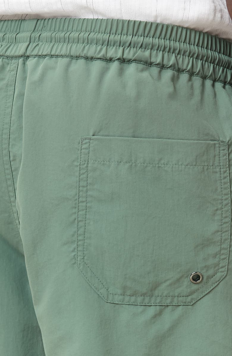 AllSaints Underground Logo Print Swim Trunks, Alternate, color, Island Green