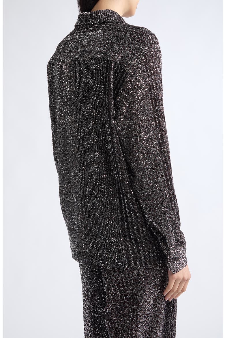 Sequin Long Sleeve Button Front Shirt, Alternate, color, S91TP-BLACK RUST AND SILVER