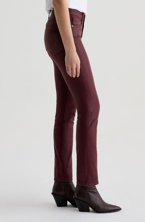 Ag Mari High Waist Slim Ankle Straight Leg Jeans In Burgundy