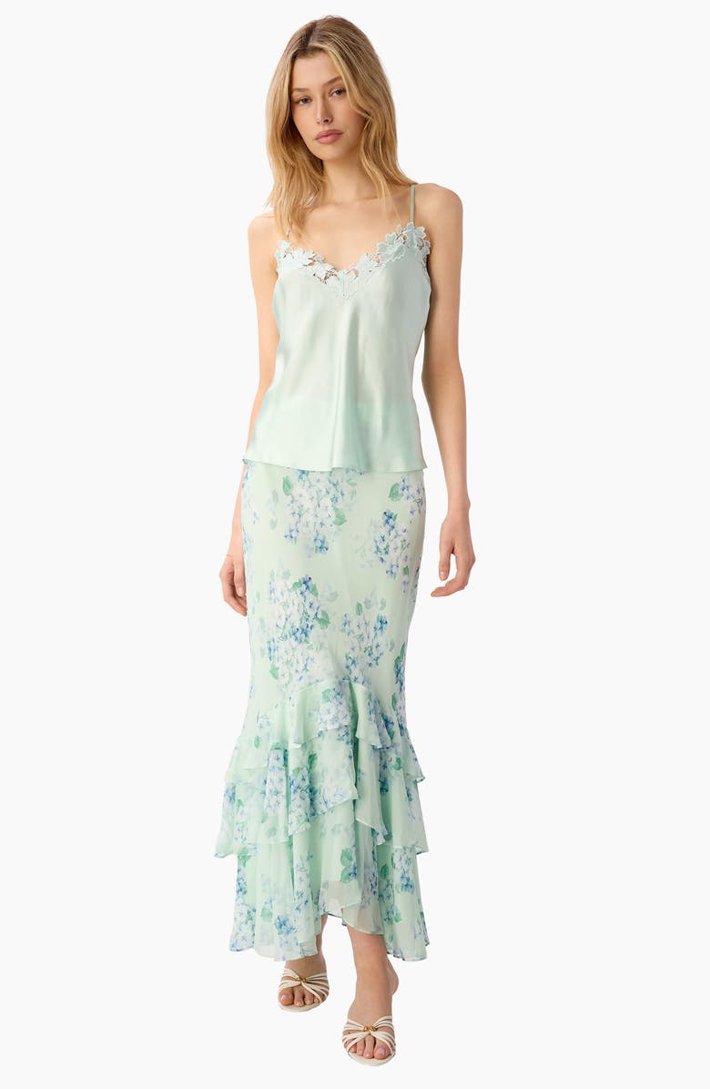 CAMI NYC Rafa Lace Trim Silk Charmeuse Camisole, Alternate, color, Clearwater