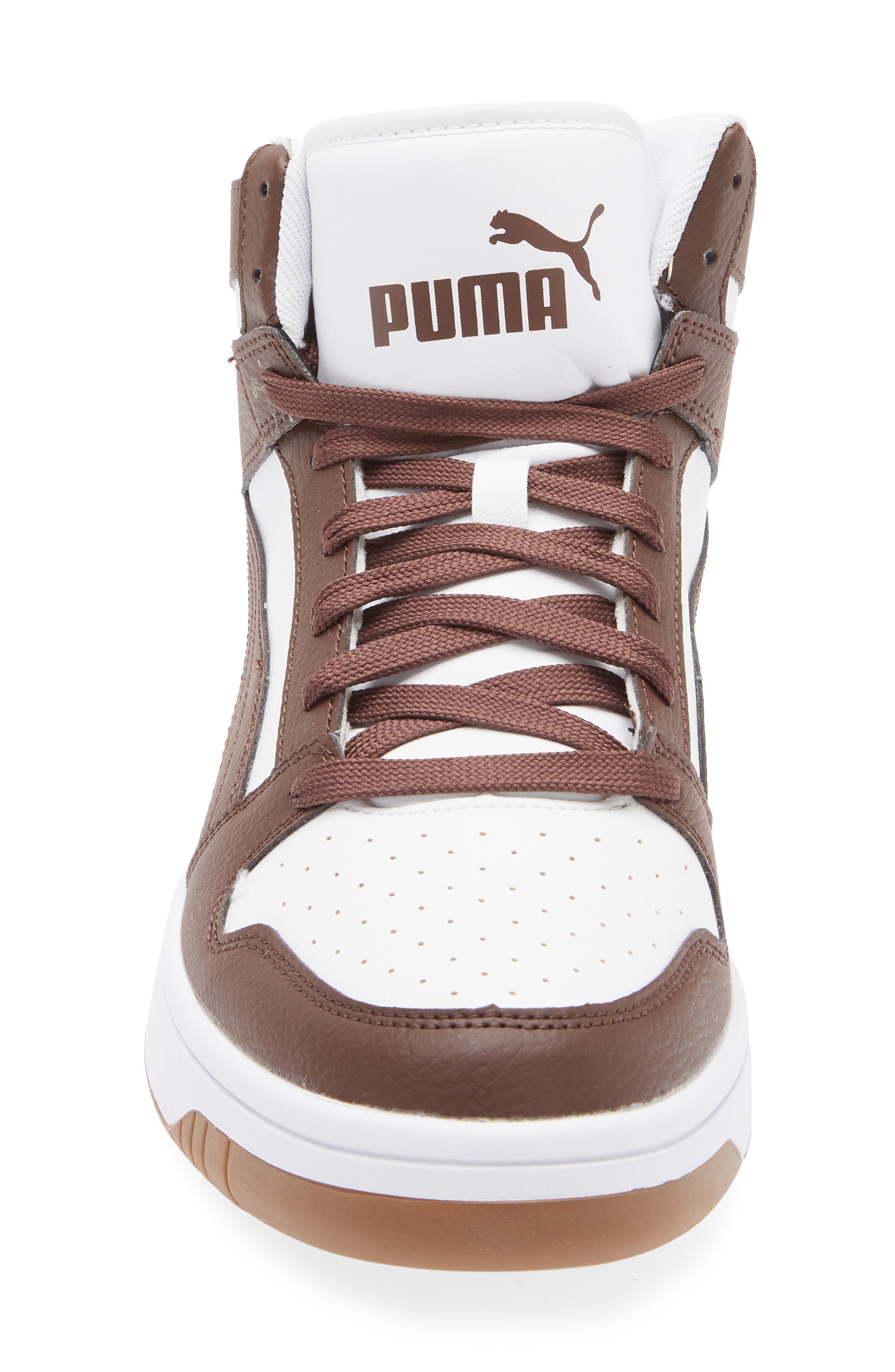 PUMA Rebound Layup High Top Sneaker, Alternate, color, Chocolate Brown/ Puma White