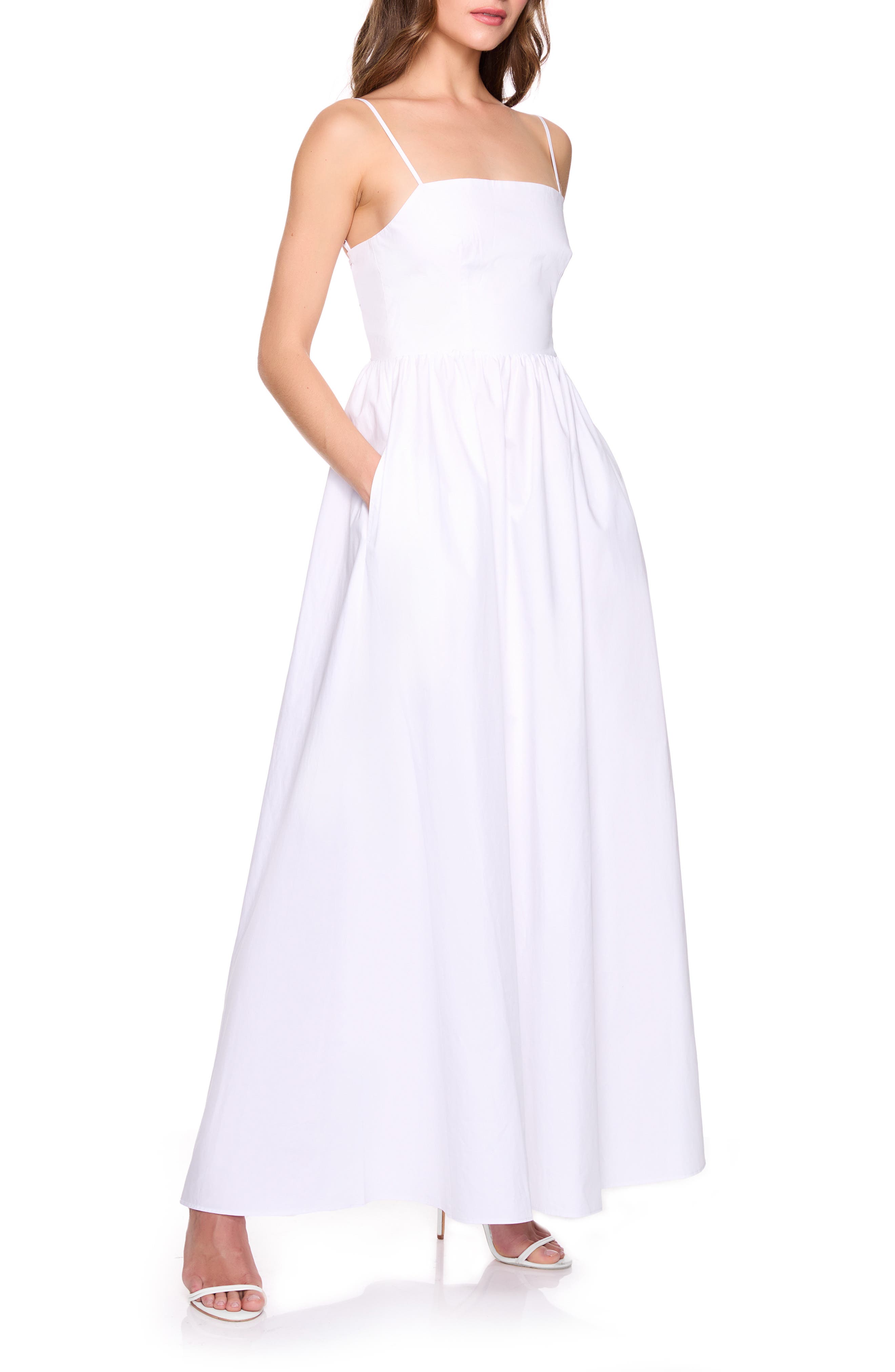 Susana Monaco Open Back Lace-Up Poplin Maxi Sundress (Women) | Nordstrom