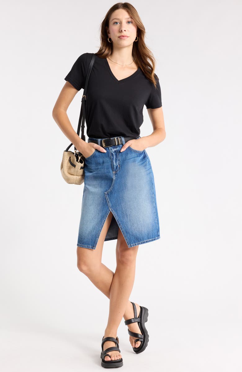 1901 V-Neck Cotton T-Shirt, Alternate, color, Black
