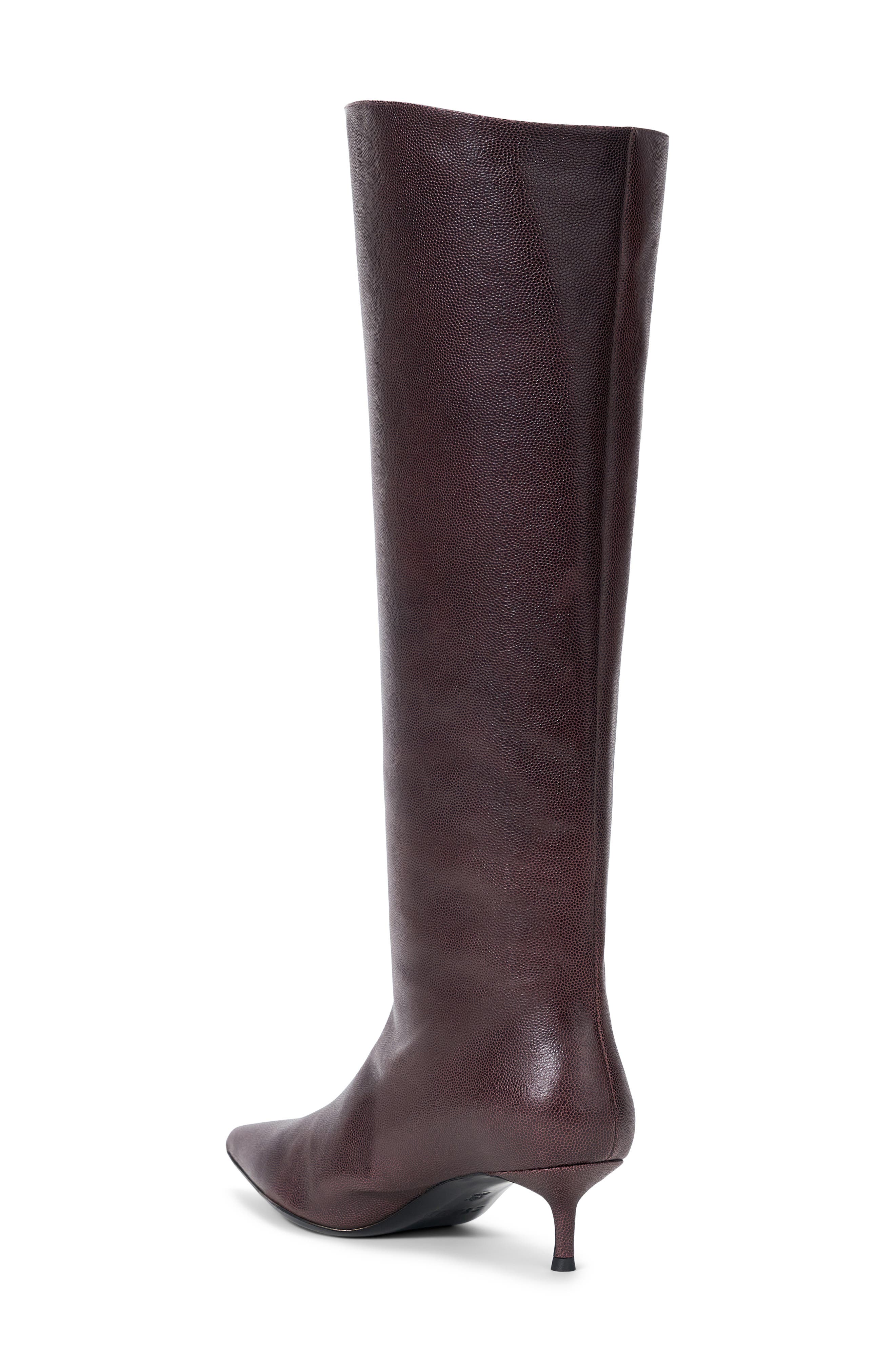 STAUD Sebastian Pointed Toe Kitten Heel Knee-High Boot, Alternate, color, Syrah