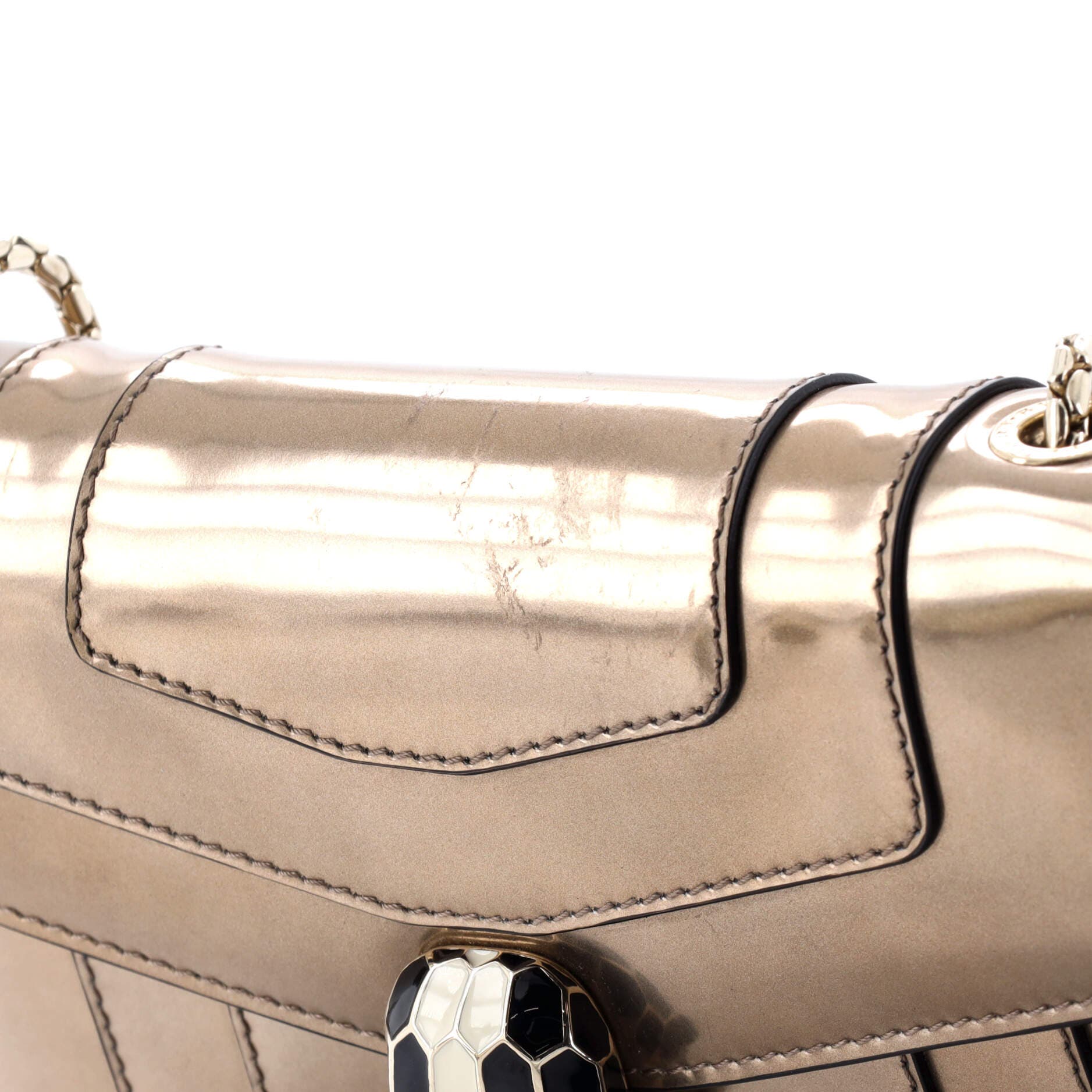 Serpenti Forever Square Shoulder Bag Metallic Leather Small, Alternate, color, Metallic Gold
