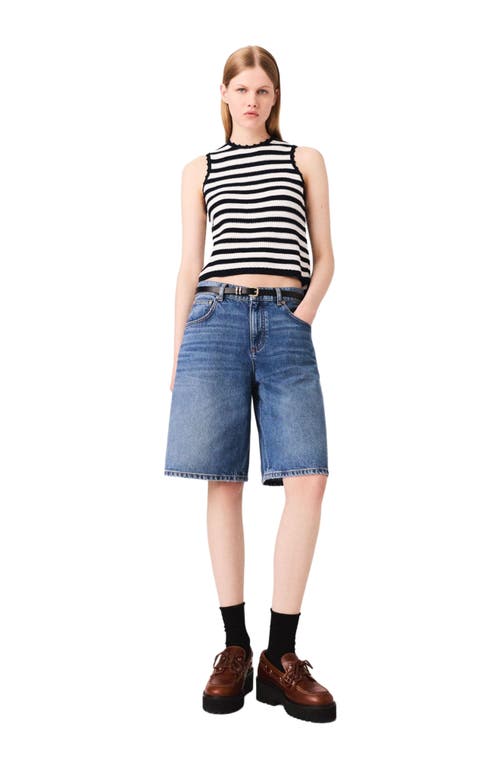 Maje Denim Bermuda Shorts In Blue