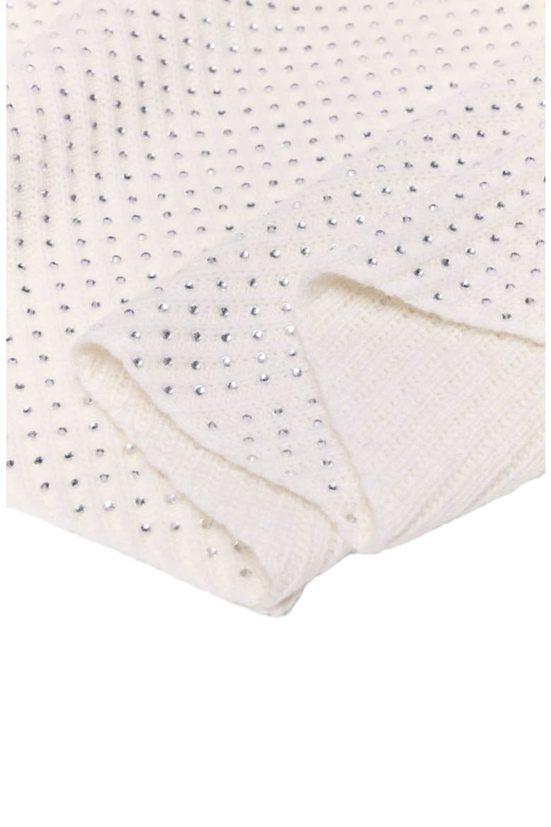 Rhinestone wool triangle scarf, Alternate, color, Ecru