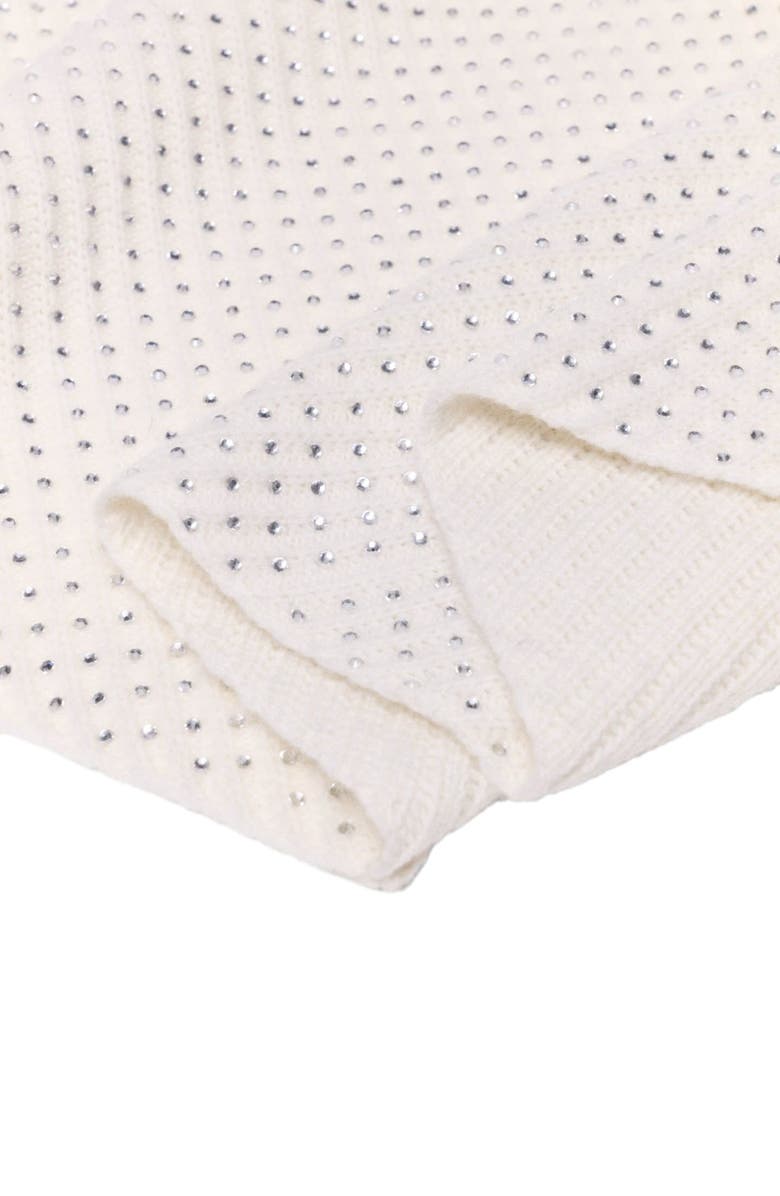 maje Rhinestone wool triangle scarf, Alternate, color, Ecru