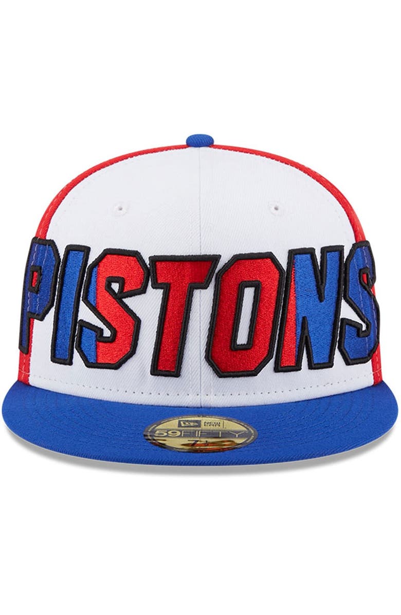 New Era Men's New Era  White/Blue Detroit Pistons Back Half 9FIFTY Fitted Hat, Alternate, color, 