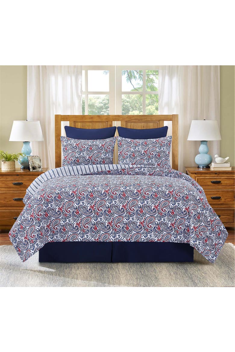Americana Paisley Bedding Quilt Collection Sets, Alternate, color, Red