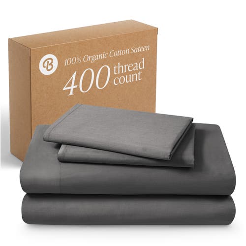 Bare Home 400 Thread Count Organic Cotton Sateen Sheet Set In Gray