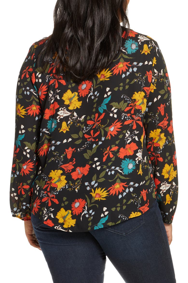 Gibson Ruched Yoke Top, Alternate, color, BLACK MULTI FLORAL