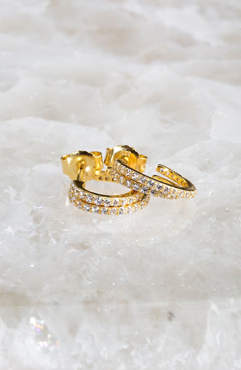 NATIVE GEM Evil Twin Double Huggie Hoop Earrings, Alternate, color, Gold