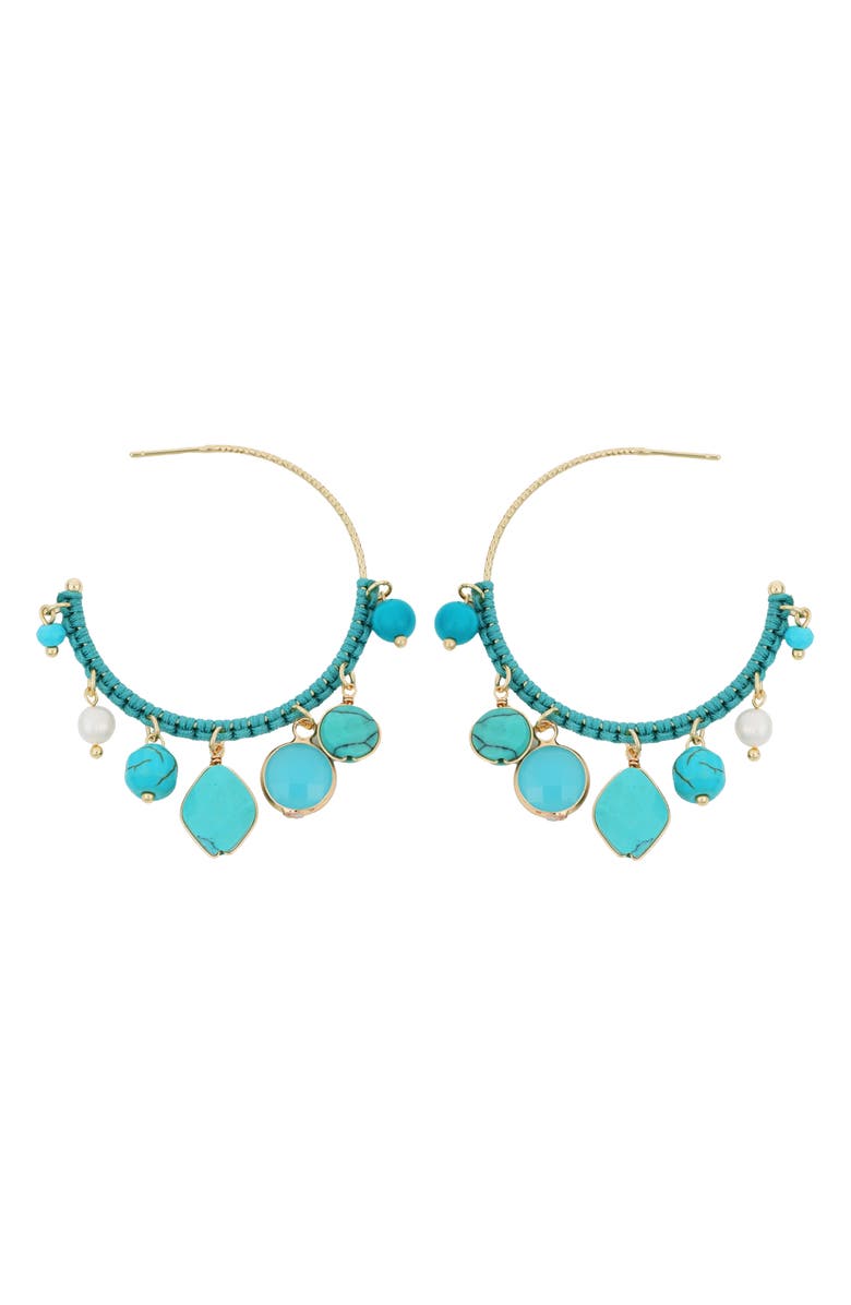 Panacea Mutli Stone Hoop Earrings, Main, color, Turquoise
