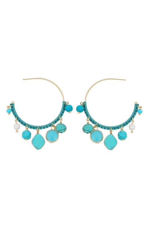 Mutli Stone Hoop Earrings