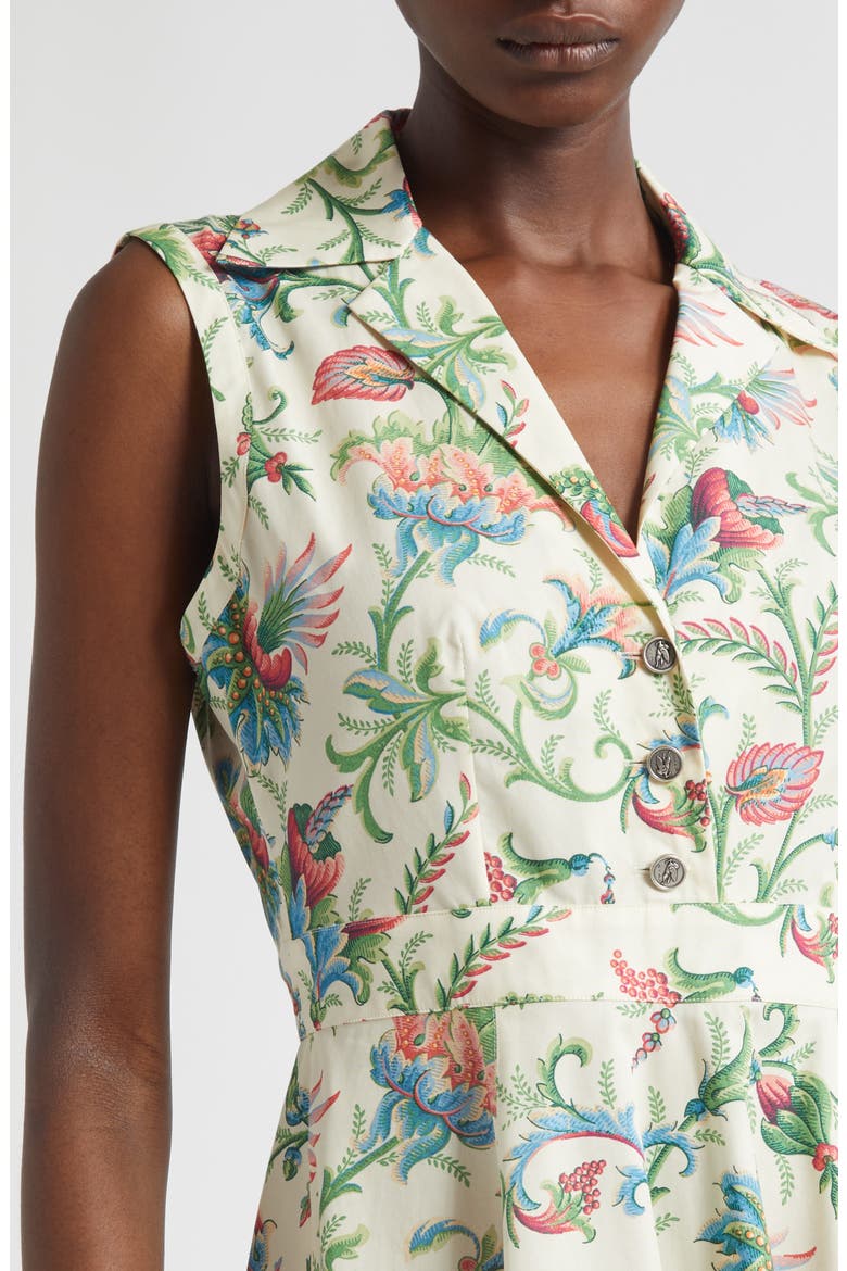 Floral Sleeveless Cotton Midi Dress, Alternate, color, PRINT ON WHITE BASE
