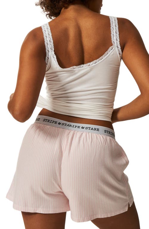 Stripe & Stare Ecovero Pyjama Shorts in Pink Stripe 