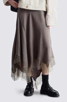 & Other Stories Lace Trim Handkerchief Hem Midi Skirt