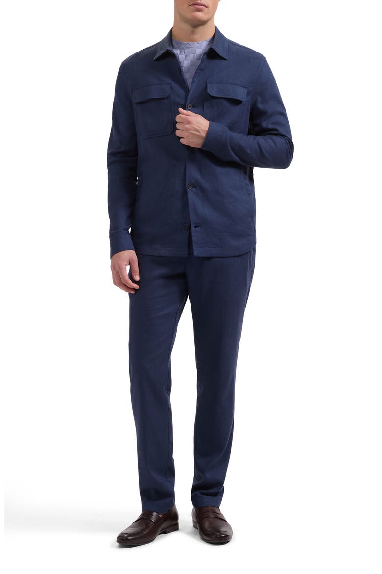 Aerolinen Linen Blend Shirt Jacket, Alternate, color, NAVY
