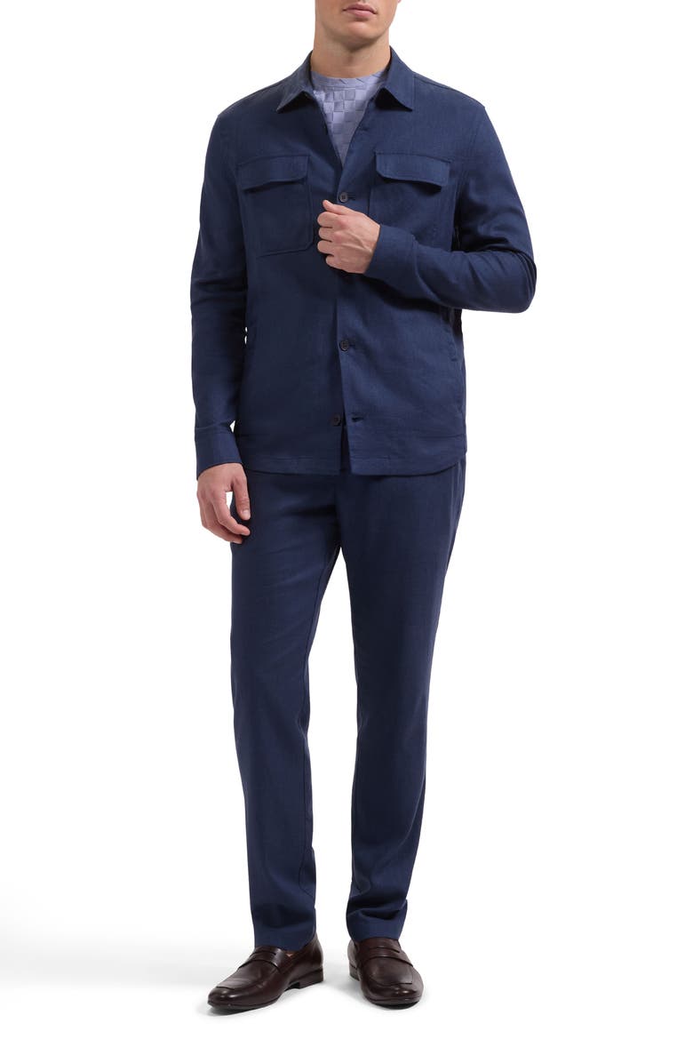Bugatchi Aerolinen Linen Blend Shirt Jacket, Alternate, color, Navy