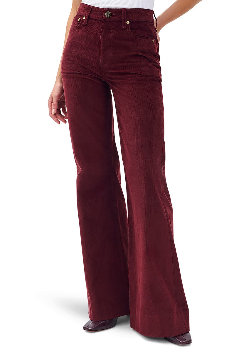 rag & bone Skylar High Waist Corduroy Flare Pants, Main, color, Burgundy