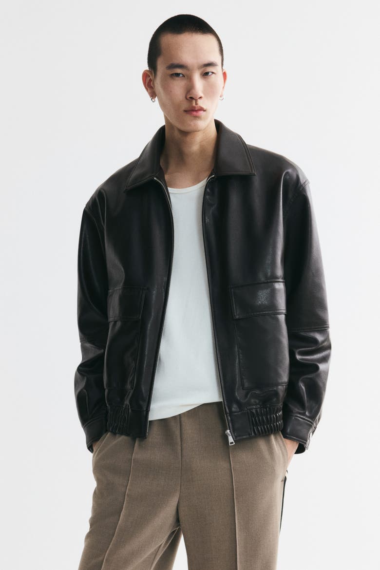 Coated Blouson Jacket, Main, color, Dark brown