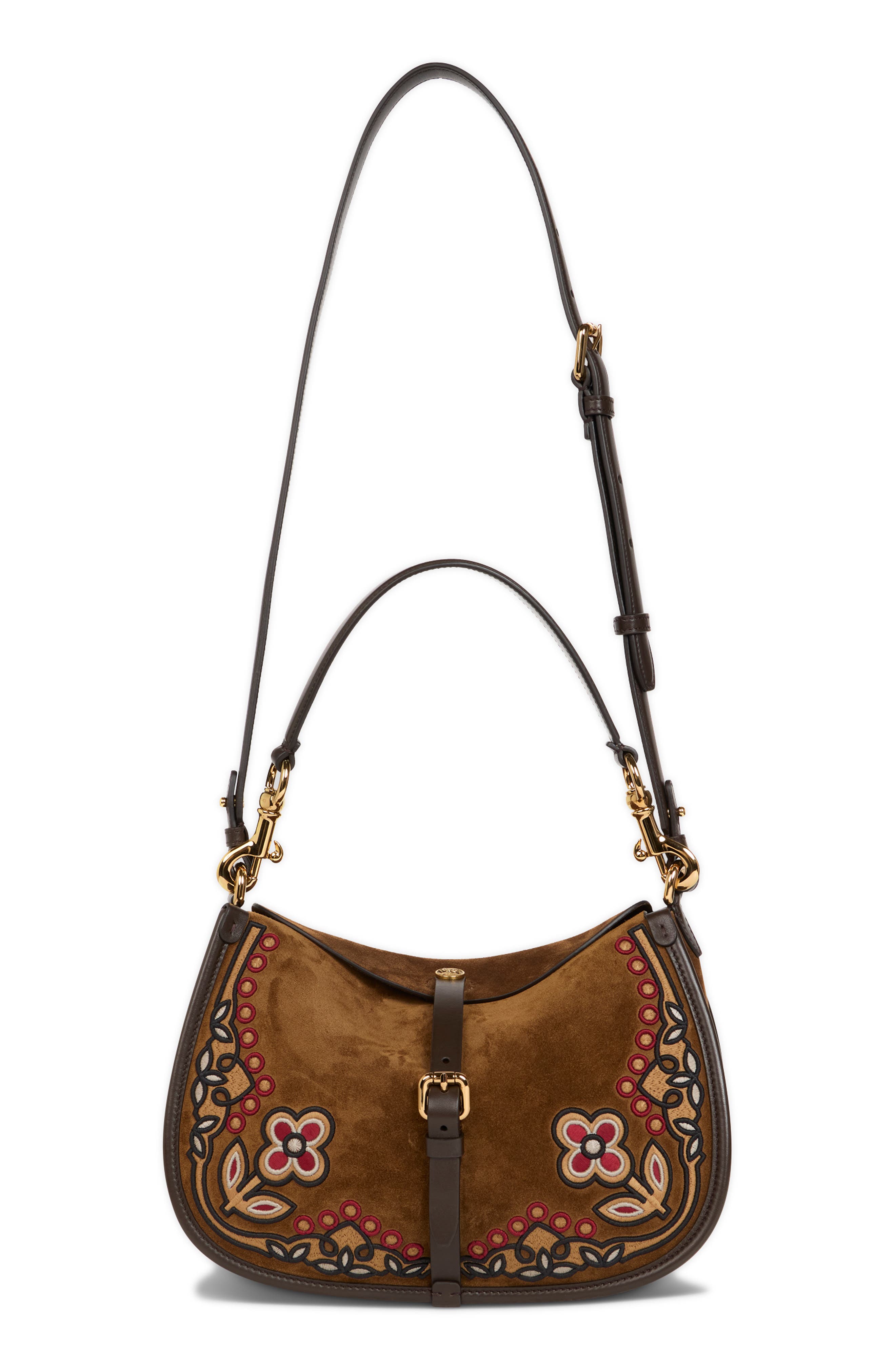 Etro Embroidered Crossbody Bag, Main, color, Sand