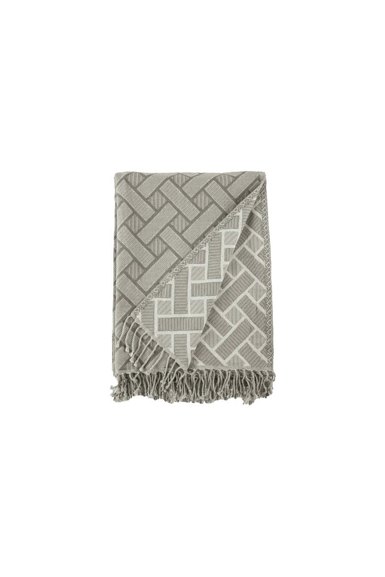 Leighton w Fringe 100% Cotton Blanket 70" x 70", Main, color, Gray