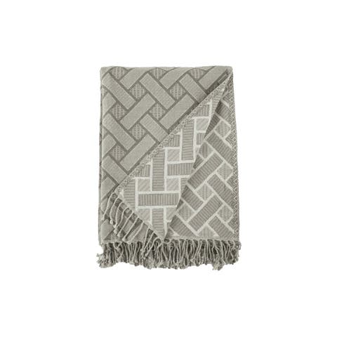 Leighton w Fringe 100% Cotton Blanket 70" x 70"