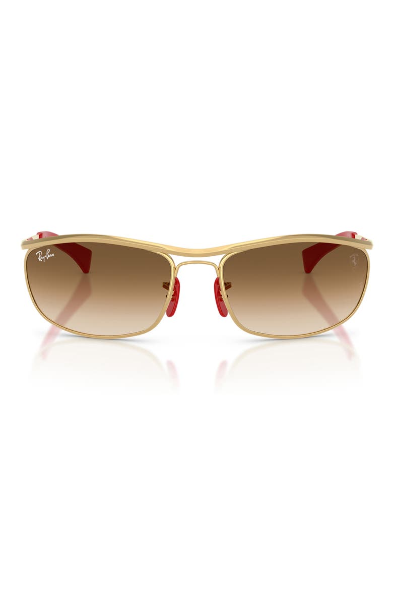 x Ferrari 62mm Oversize Gradient Oval Sunglasses, Main, color, GOLD / CLEAR GRADIENT BROWN