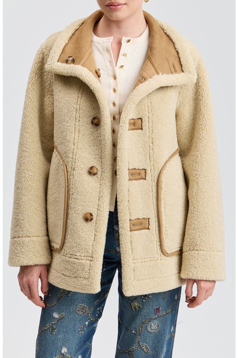Reversible Faux Shearling Coat, Alternate, color, VANILLA