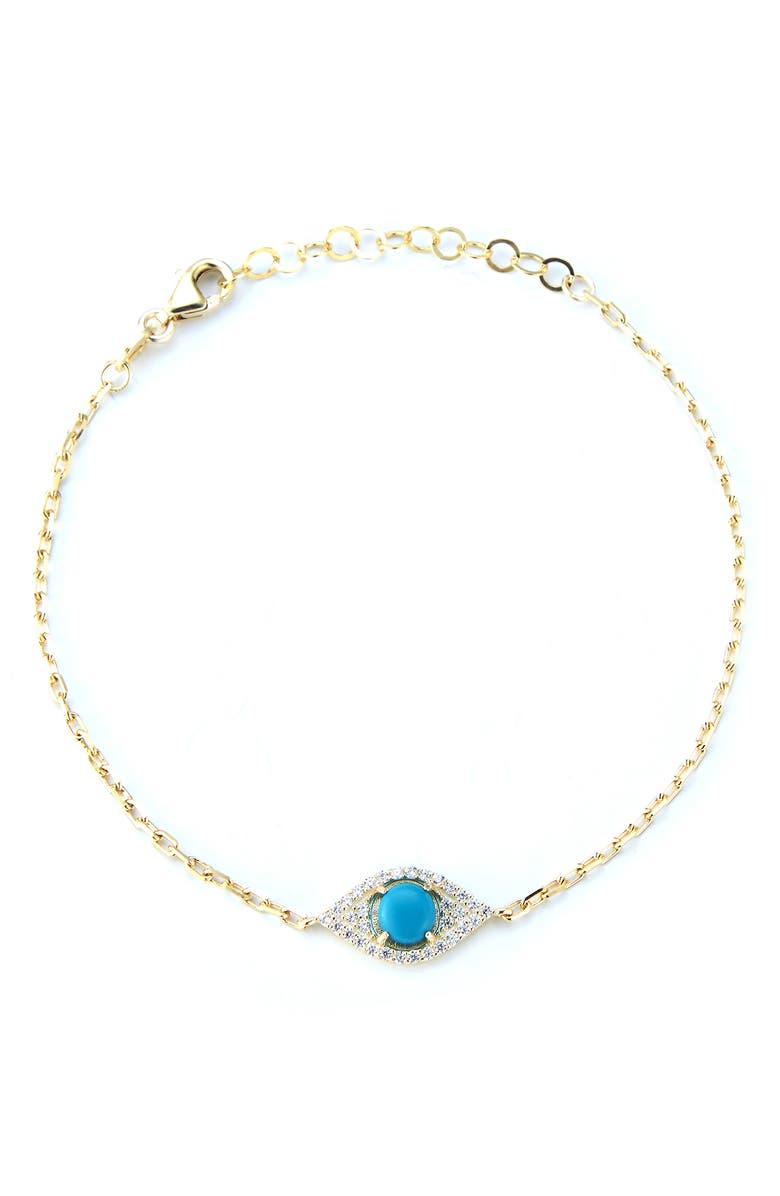 GLAZE JEWELRY CZ Evil Eye Chain Bracelet, Main, color, Gold