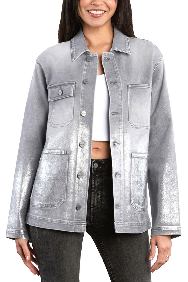 Metallic Dip Denim Barn Jacket, Main, color, SHARK