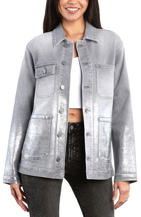Metallic Dip Denim Barn Jacket